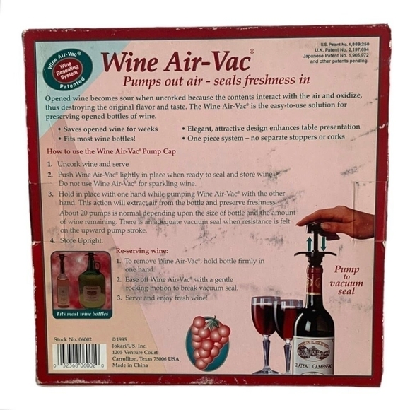 NIB Vintage Wine Pump Jokari Wine Air Vac Pump Wine Preservation System Twin Set - Picture 3 of 3